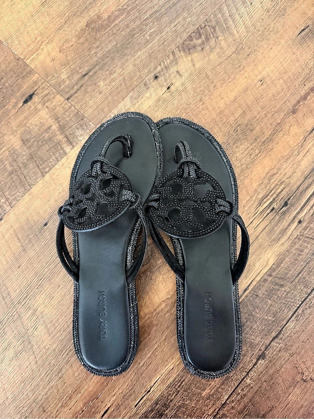 Tory Burch Miller Knotted Pavé Sandal Black US 7.5
